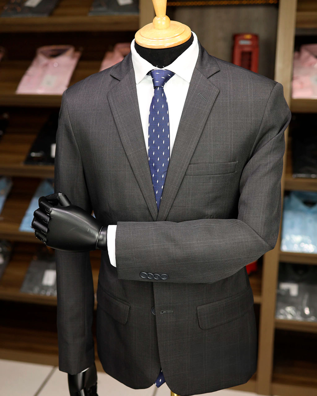 Terno Cinza Escuro Xadrez