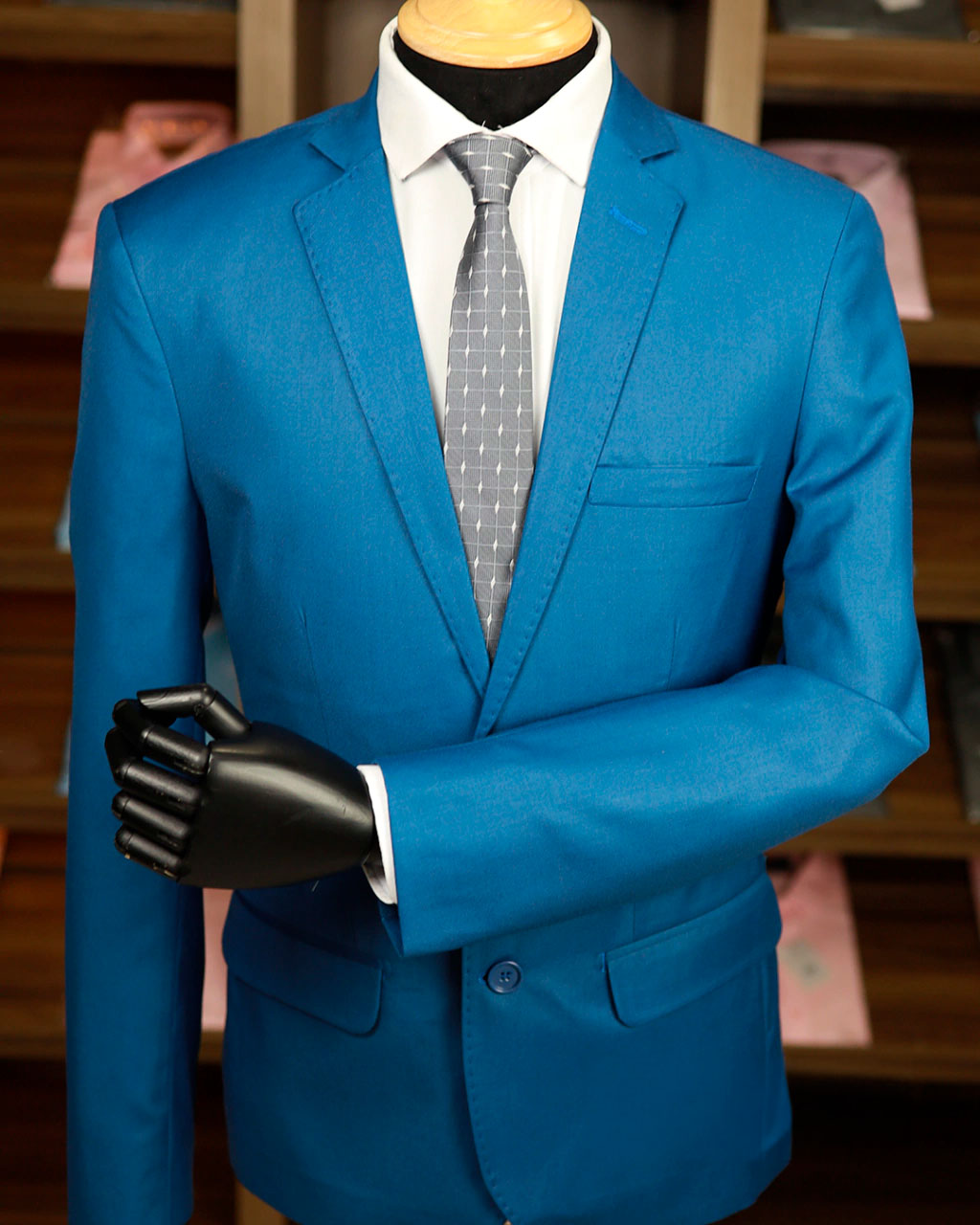 Terno Azul Liso Semi Encerado
