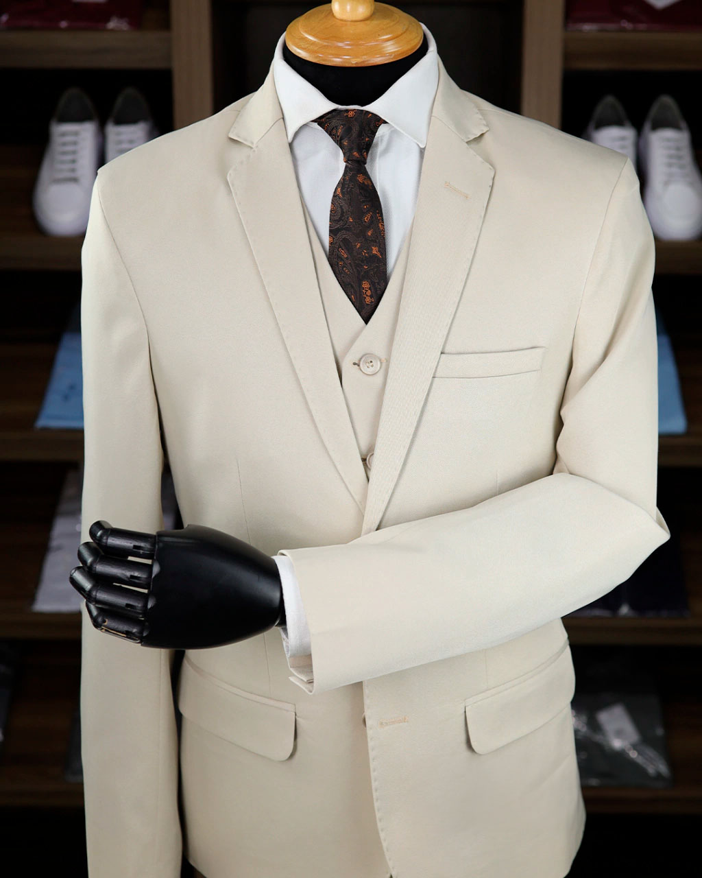 Traje Bege Claro Stretch