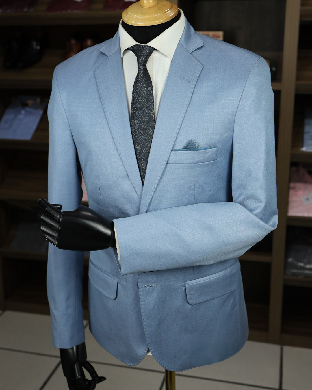 Terno Poliviscose Azul Céu c/ Lenço Maleável