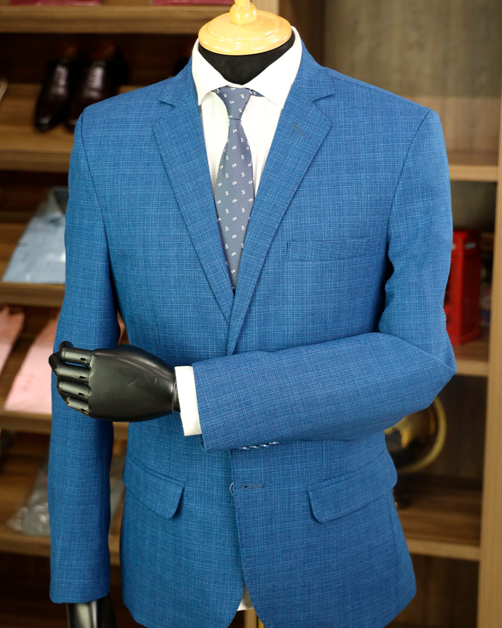 Terno Azul Melange Detalhe