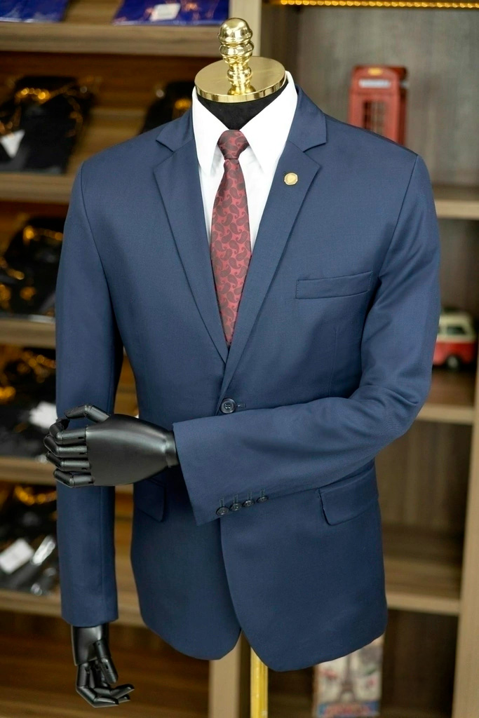 Terno Lã Fria Azul Liso