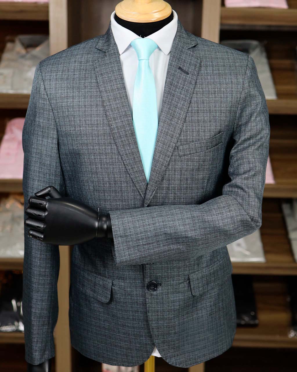 Terno Chumbo Azul Detalhe