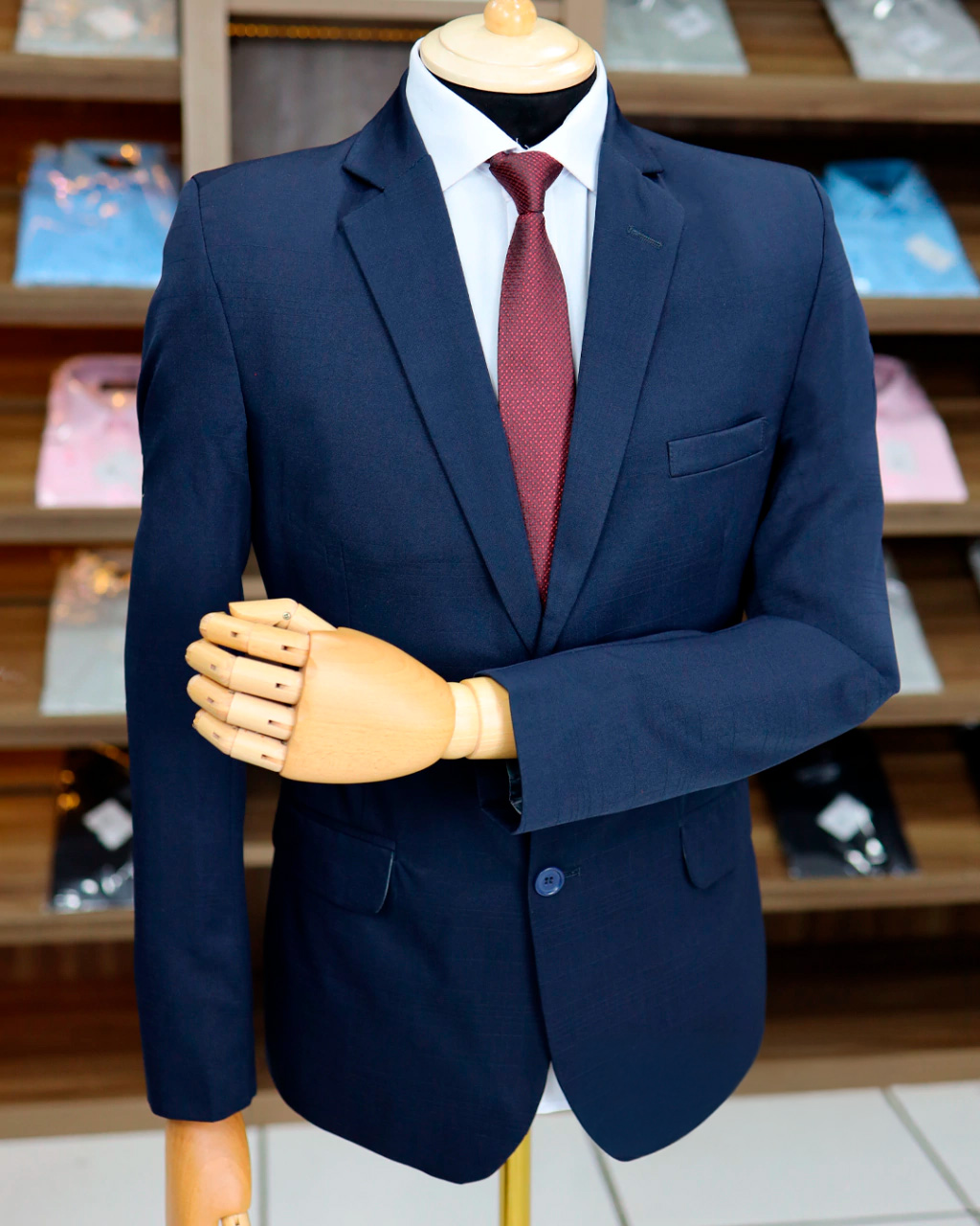 Terno Azul Xadrez Detalhe