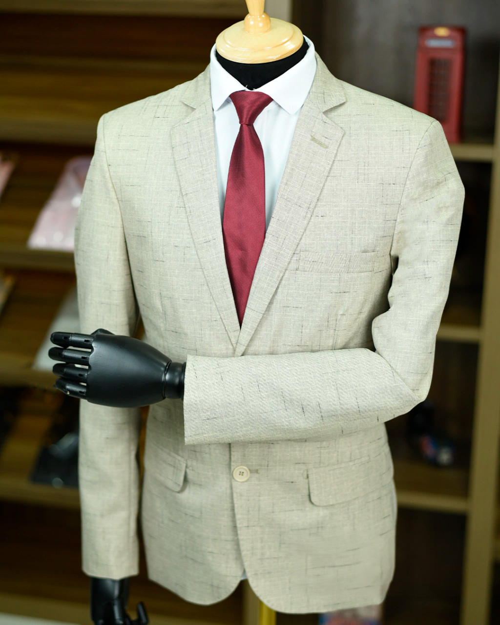 Terno Bege Detalhe Risca