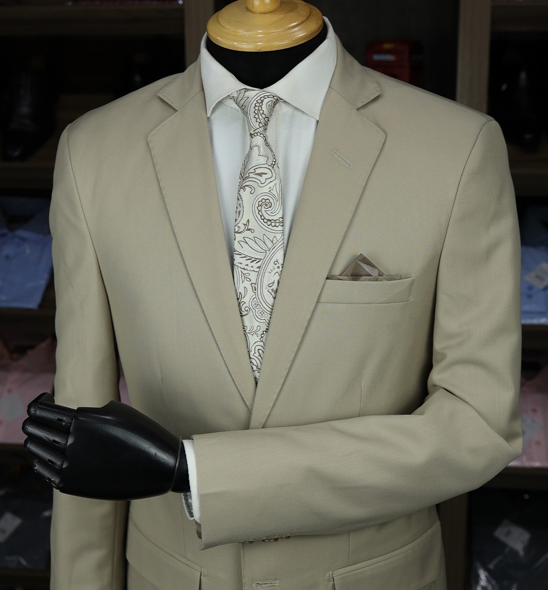 TERNO BEGE POLIVISCOSE C/ LENÇO MALEÁVEL