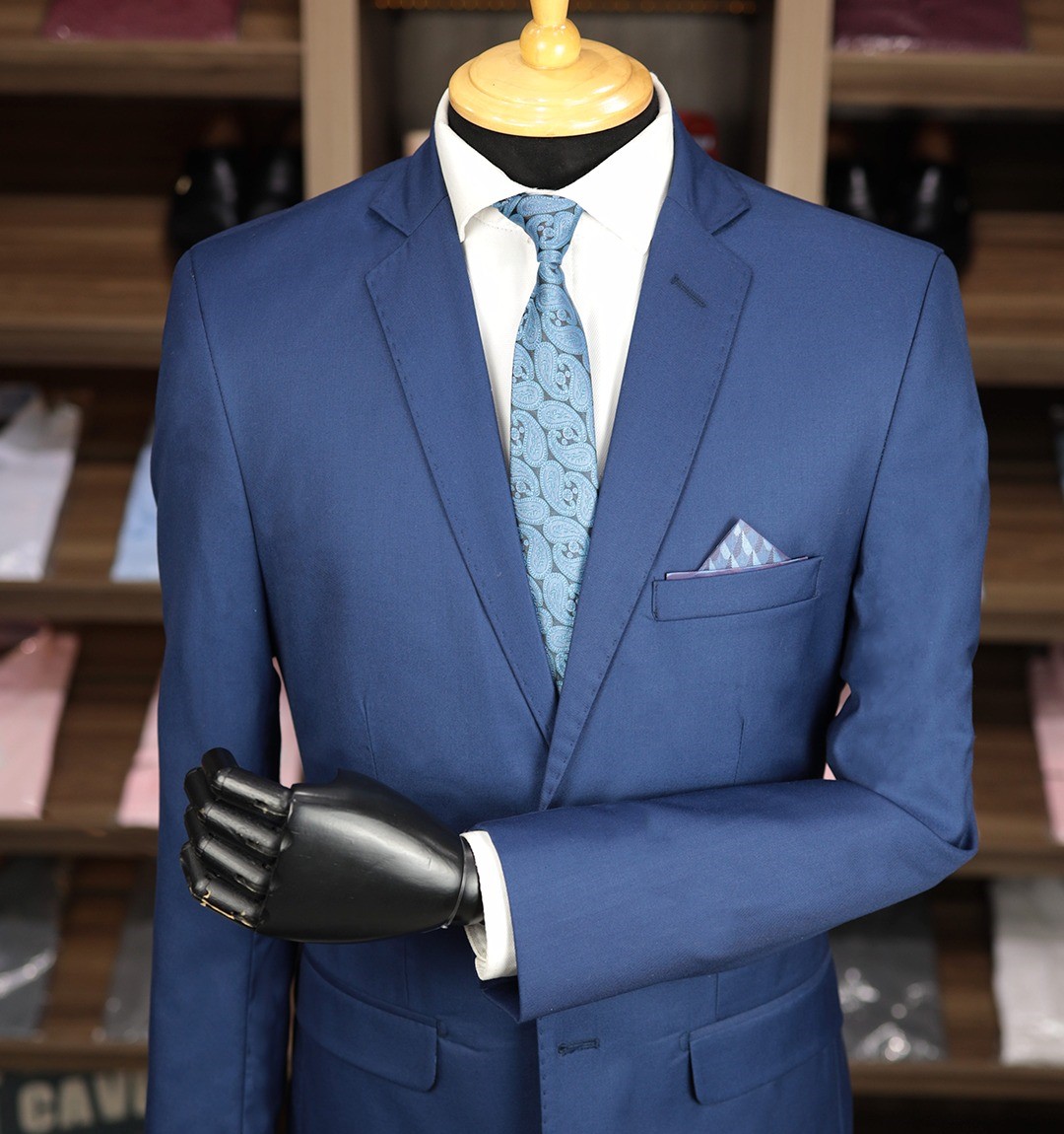 TERNO POLIVISCOSE AZUL C/ LENÇO MALEÁVEL