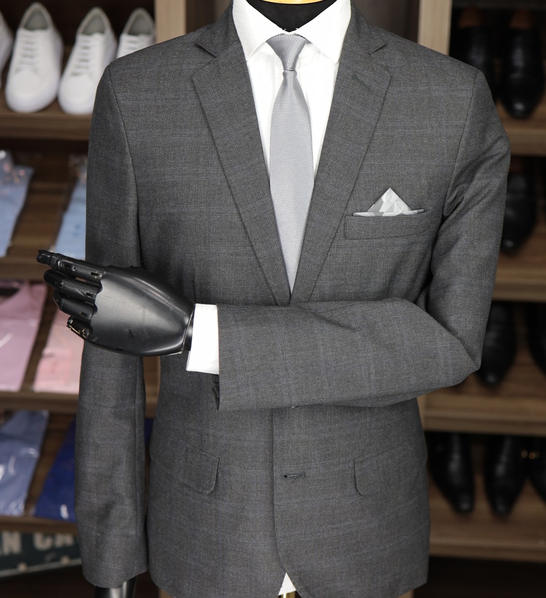 Terno Chumbo Xadrex Poliviscose