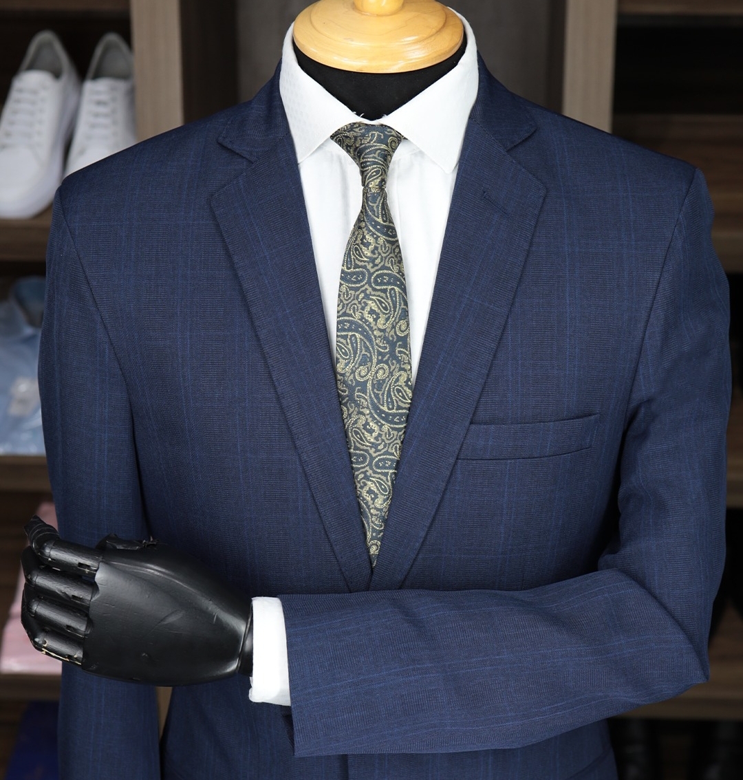 Terno Microfibra Azul Marinho Xadrez