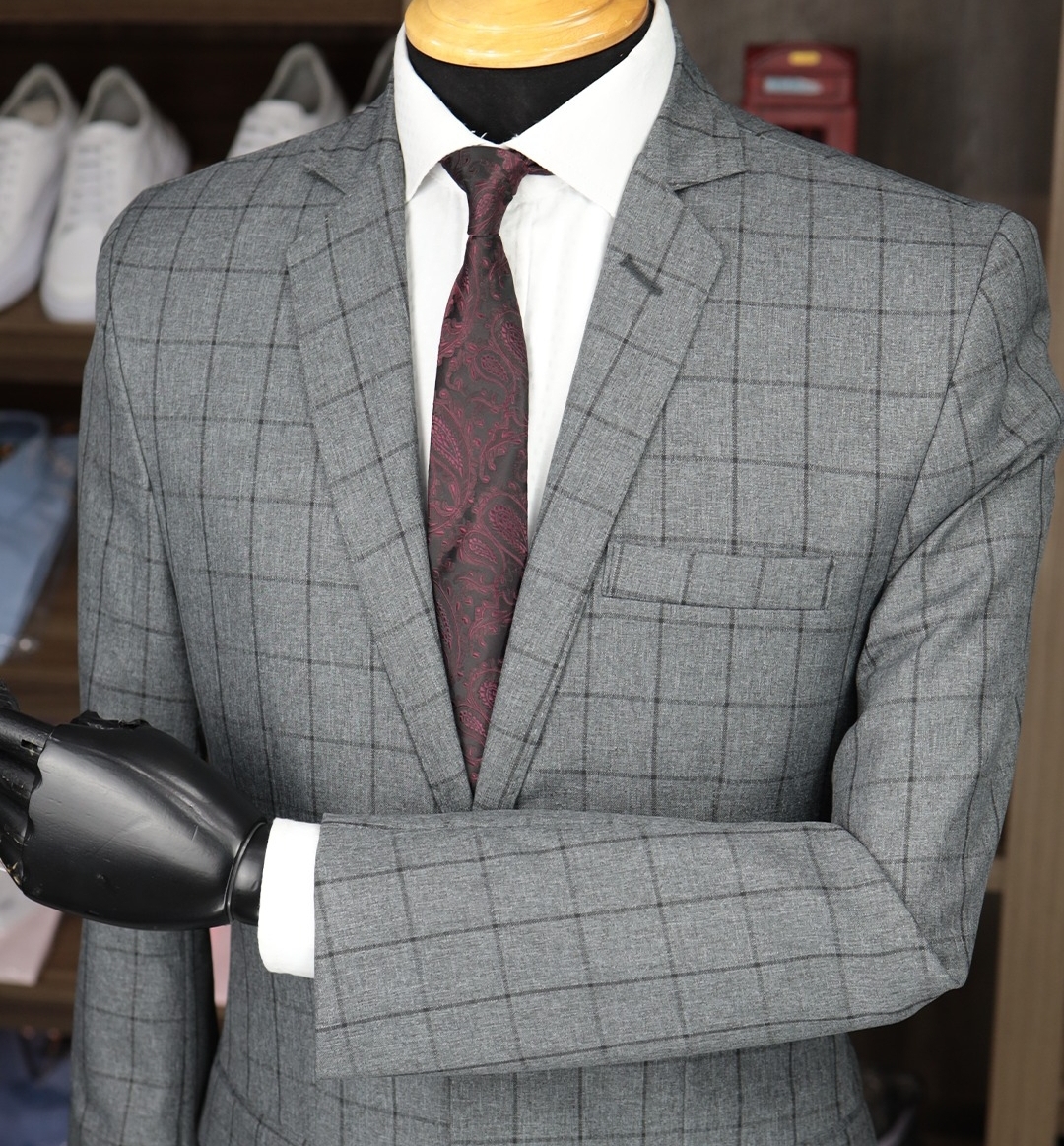 Terno Fio Indiano Cinza Xadrez