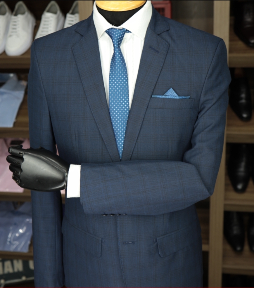 Terno Poliviscose Azul Detalhe