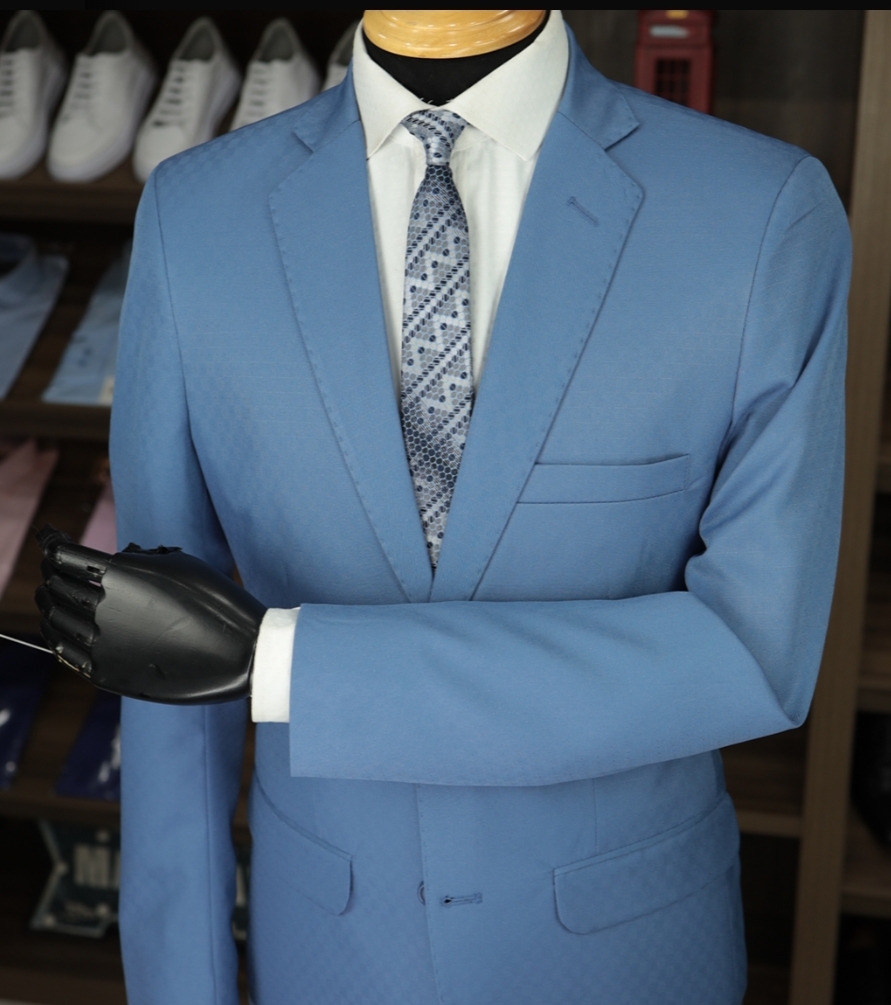 Terno Azul Detalhe Microfibra