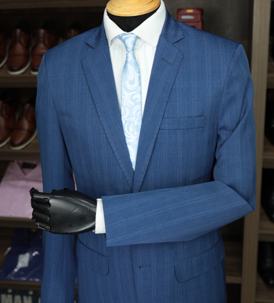 Terno Xadrez Azul Microfibra