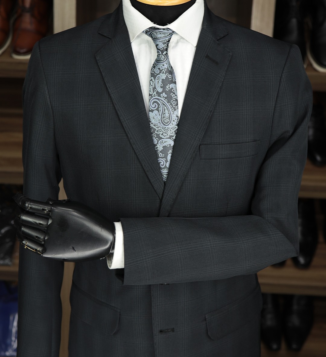 Terno Preto Microfibra Xadrez