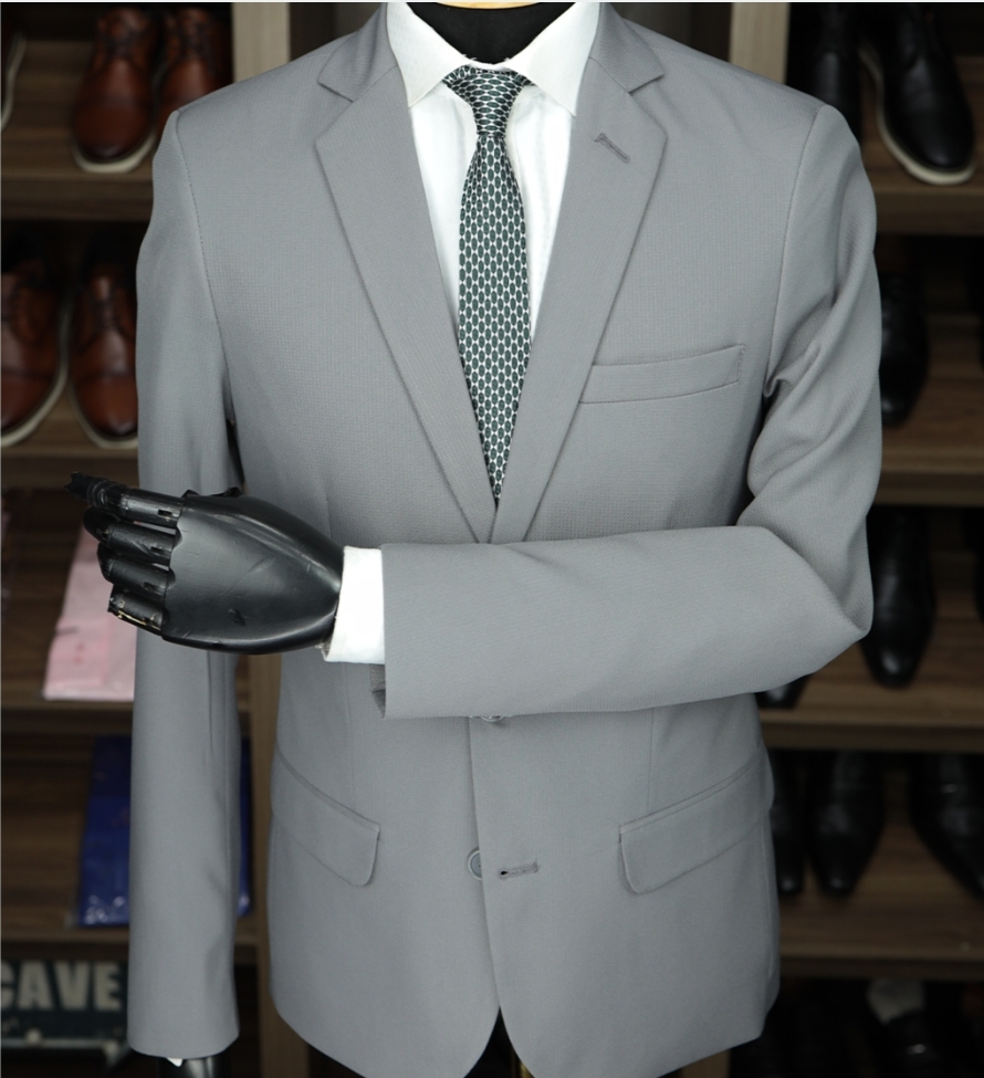 Terno Cinza Detalhe Microfibra