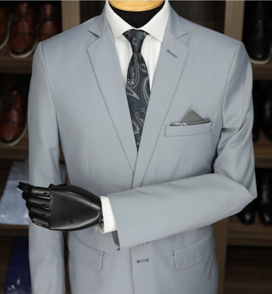 Terno Cinza Poliviscose com calca com ajuste