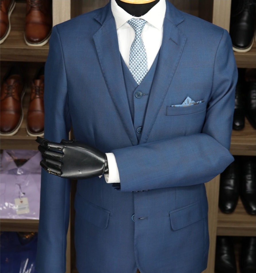 Traje Poliviscose Azul Marinho Detalhado