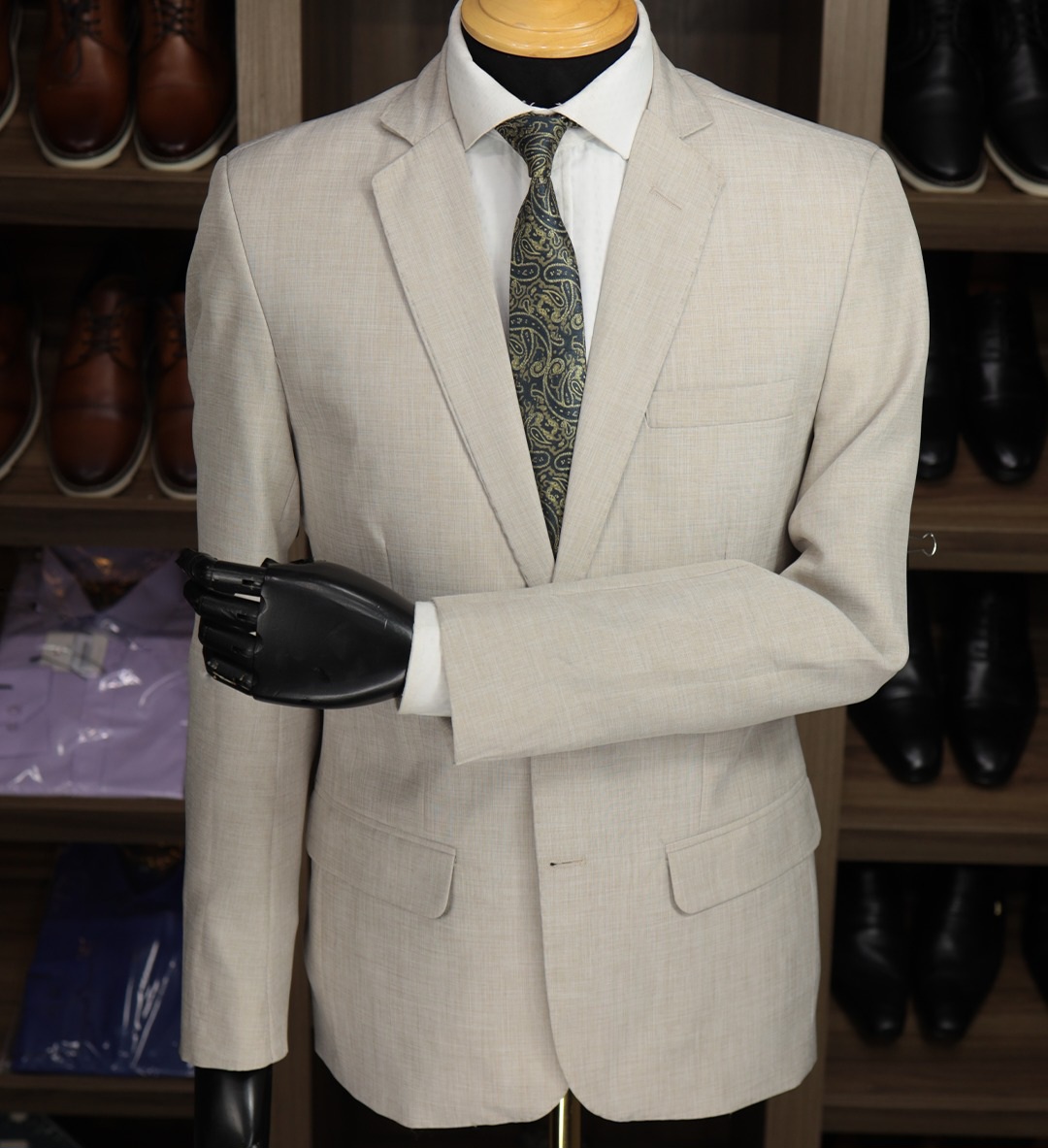 Terno Microfibra Bege Detalhe