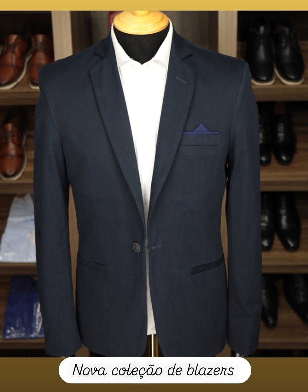 Blazer Azul Marinho Escuro com Elastano