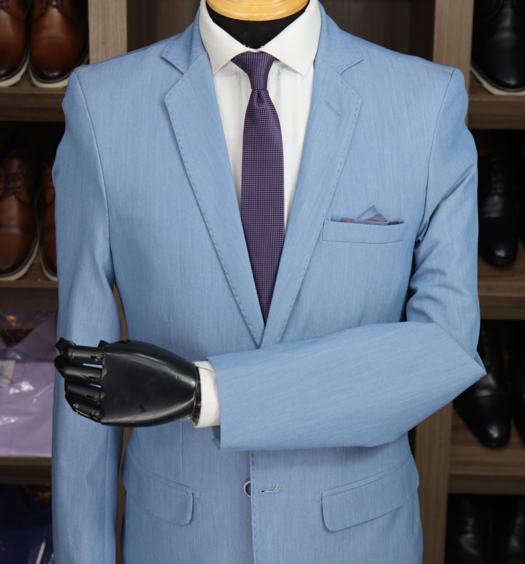 Terno Azul Névoa Poliviscose Strech