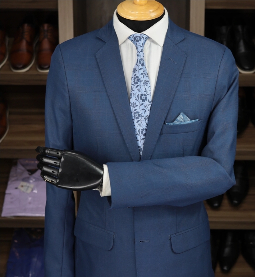 Terno Azul Marinho Xadrez Poliviscose