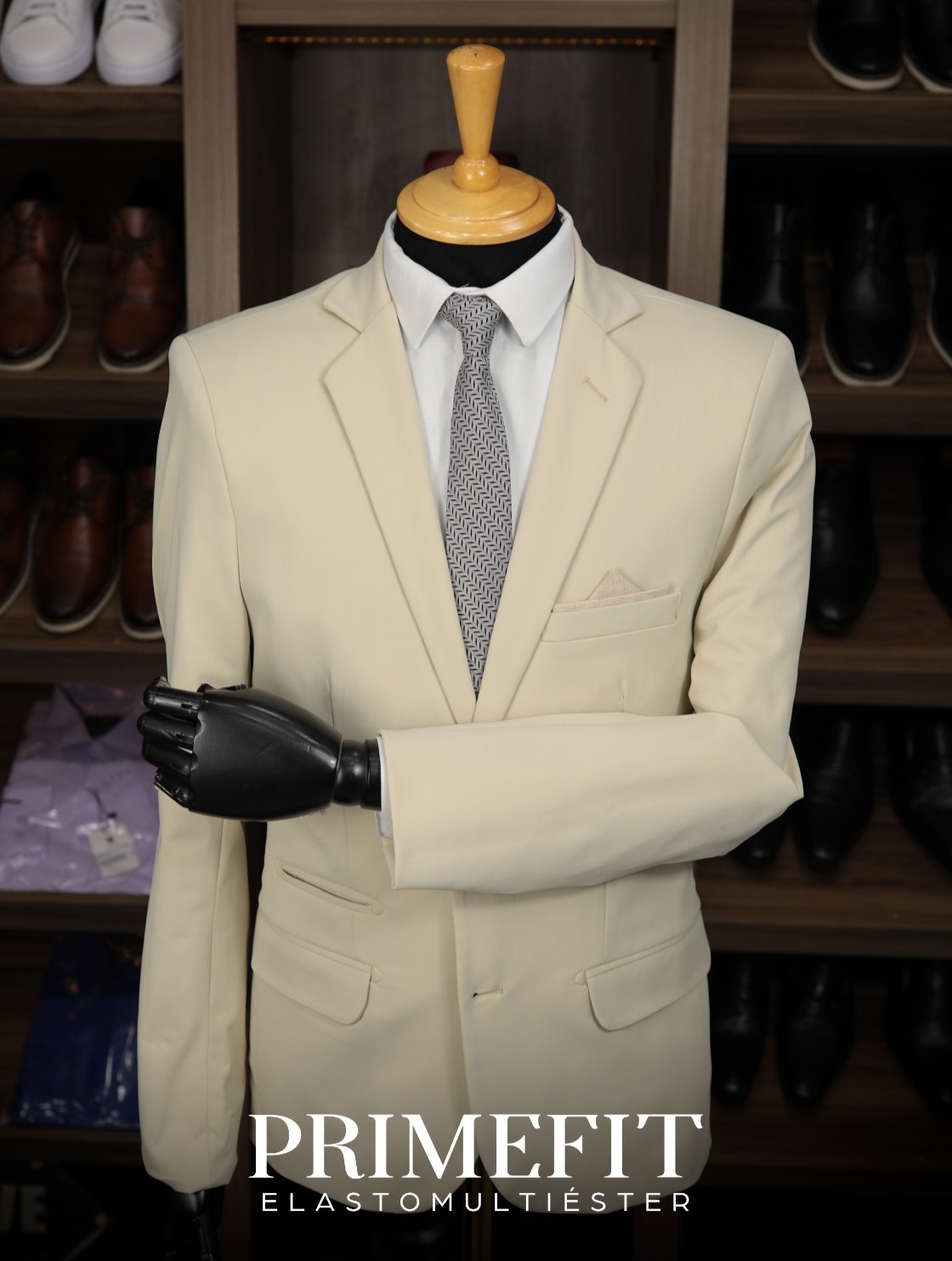 Blazer Elastomultiester Bege, Preto, Cinza