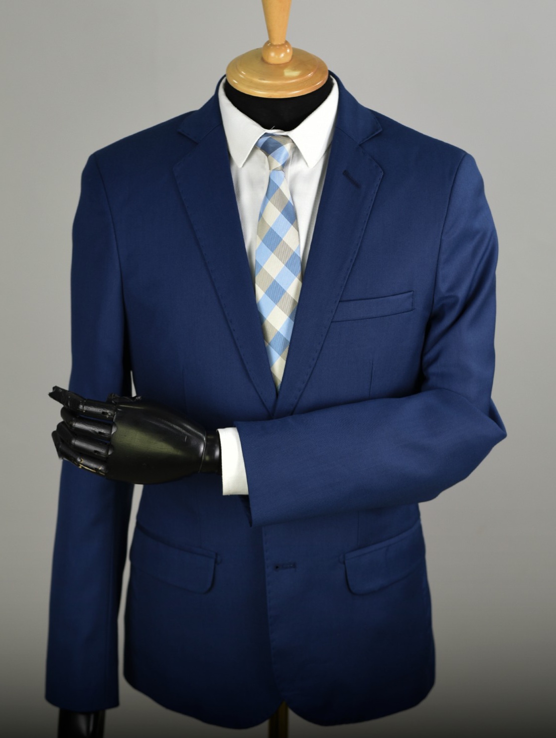 Terno Polivoscose Azul Marinho Calça com Ajuste